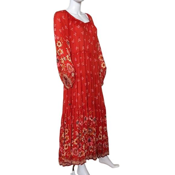 Spell & The Gypsy Collective Joni Gown Floral Campfire Red Boho Maxi Dress S - Picture 4 of 7